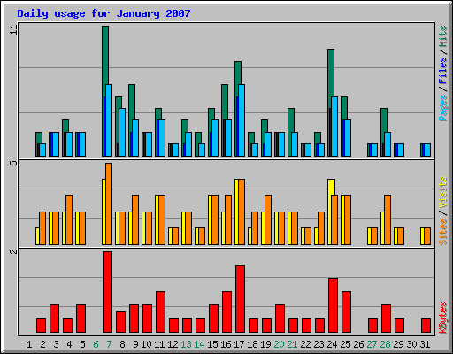 Daily usage for January 2007